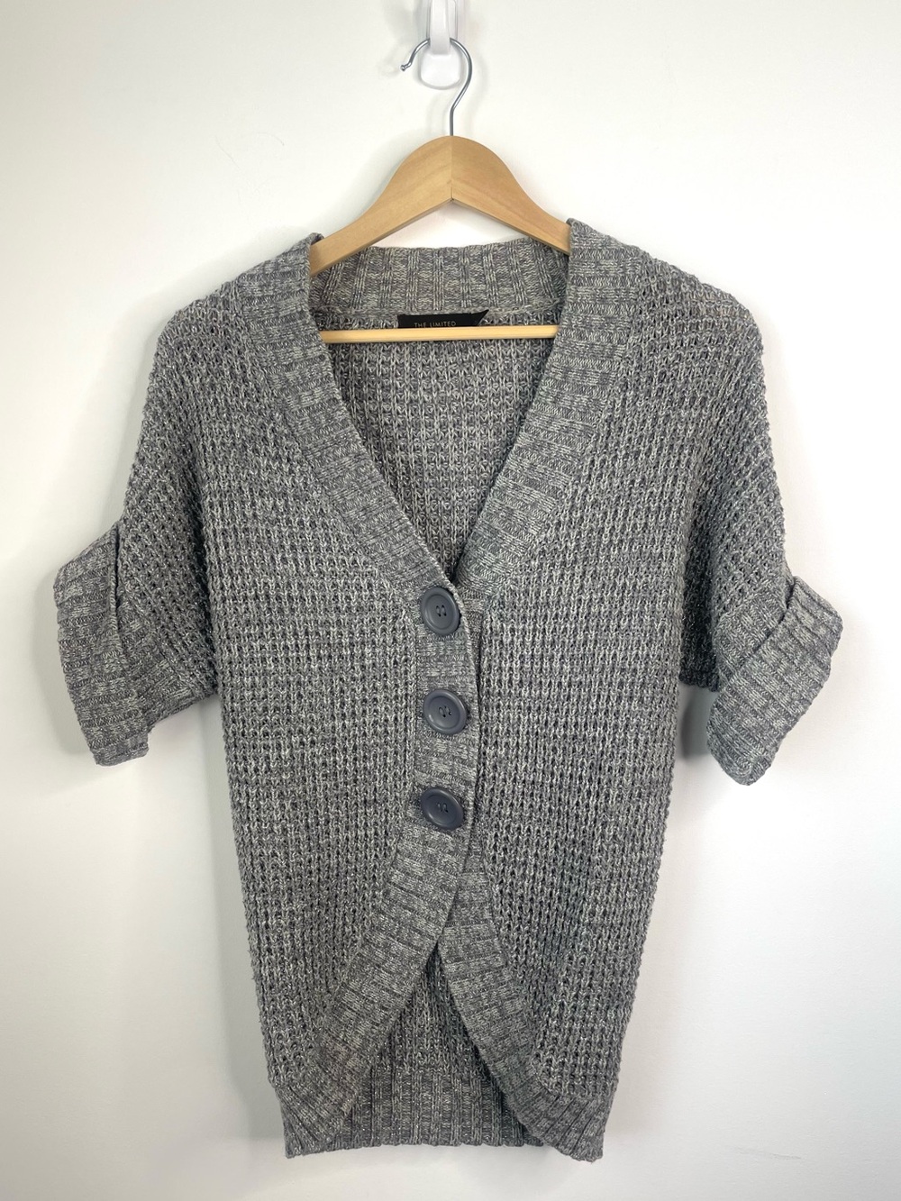 The Limited women’s gray, knit, half-sleeve cardigan size XS